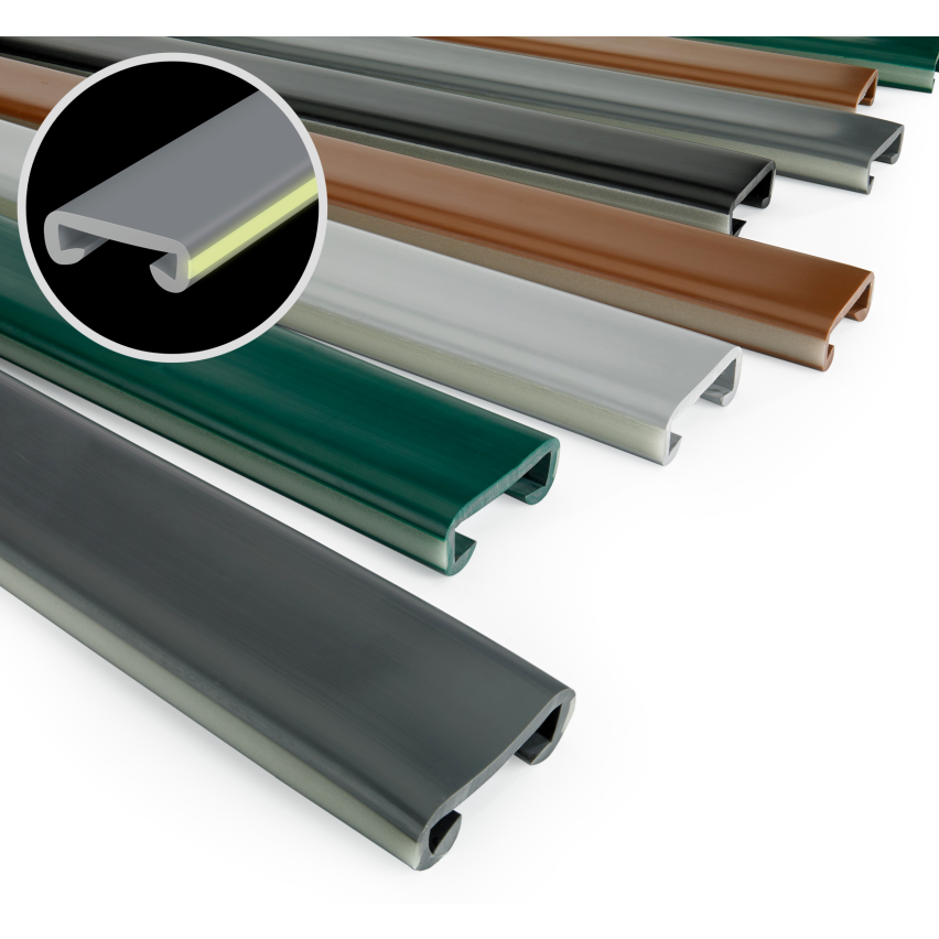 Profilé de main courante PVC PHOTO 40x8mm Gris 1m