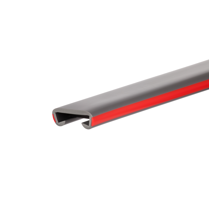Profilé de main courante PVC LUX 40x8mm gris foncé-rouge 1m