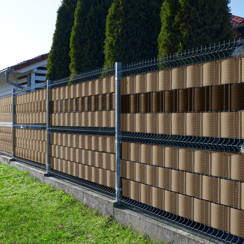 Bandes Brise-Vue en PVC Rigide pour clôture Double Fil, Protection Contre Le Vent pour Jardin, Balcon, terrasse, 900 g/m², RAL 1019