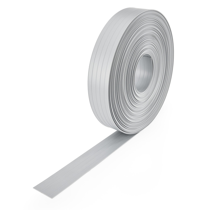 Bandes de protection visuelle en PVC rigide Rouleau de protection visuelle Grille de clôture à double barre, hauteur 4,75cm Epaisseur : 1,5mm, Gris RAL7040