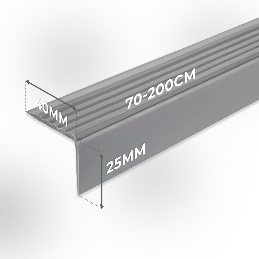 Nez de marche antidérapant adhésif 40x25mm, argent