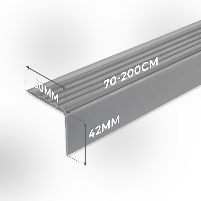 Nez de marche antidérapant adhésif 50x42mm, argent