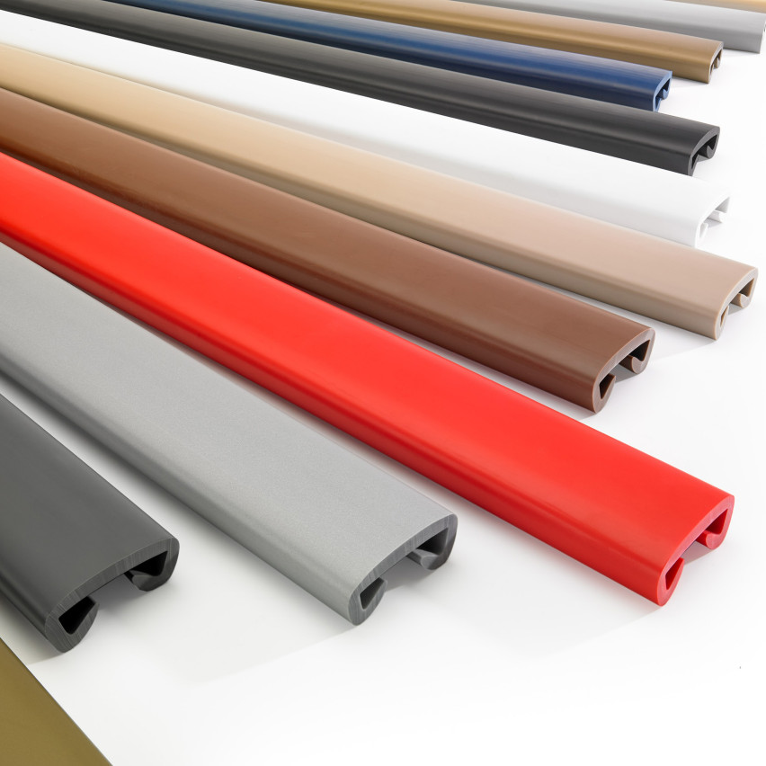 Main courante PVC, main courante d'escalier, garde-corps d'escalier, PREMIUM, 40x8mm, marron clair, 1m