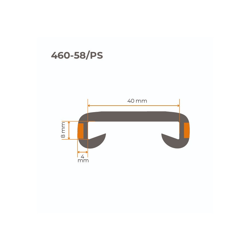 Profilé de main courante PVC LUX 40x8mm gris marron 1m