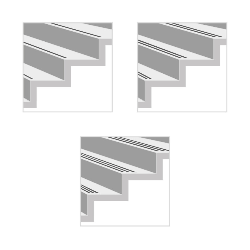 Profilé antidérapant pour escaliers gris, rainuré, 25m