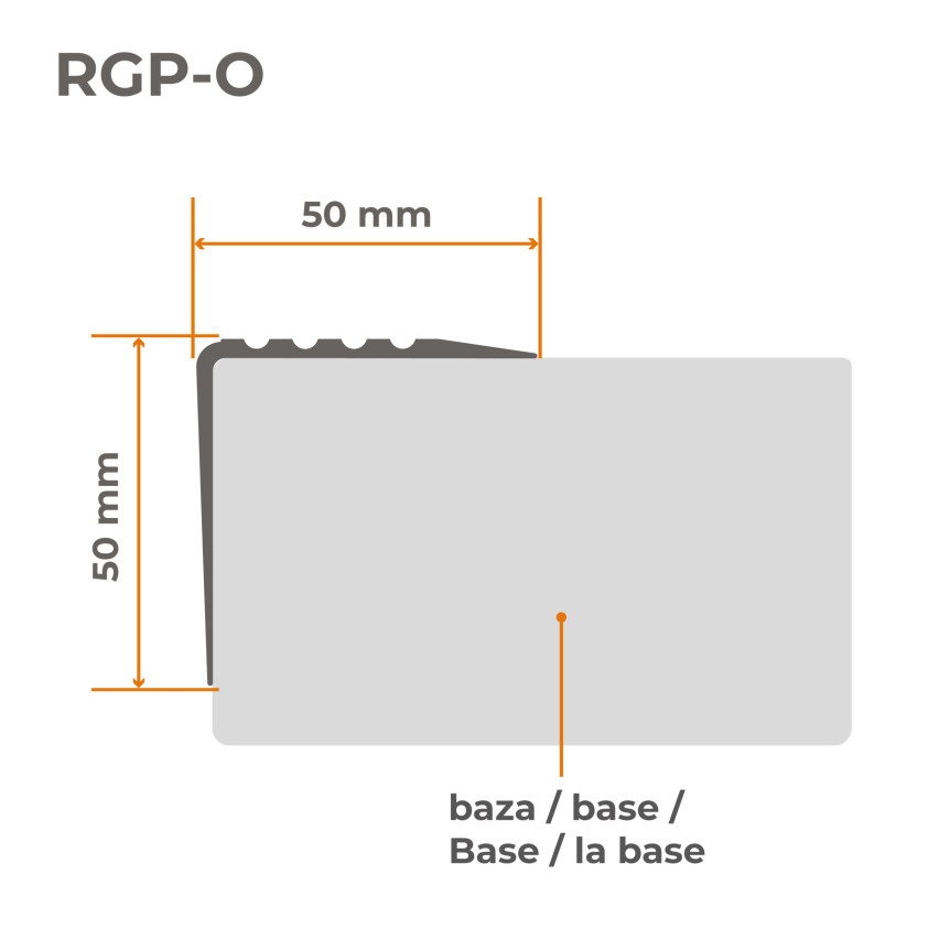 Sécurité et santé au travail Profil antidérapant pour escaliers RGP-O 50x50 mm 150 mm rouge, 50x50mm, 1,5m