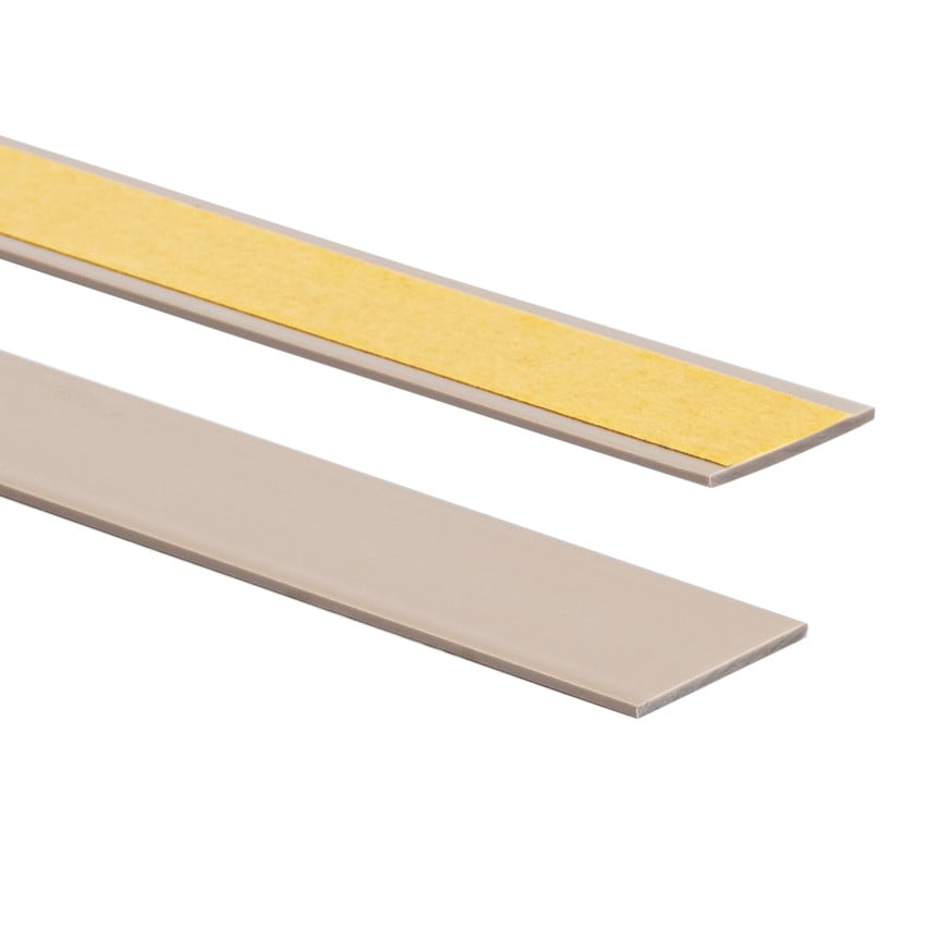Barre plate en PVC rigide avec adhésif, beige, 10 m