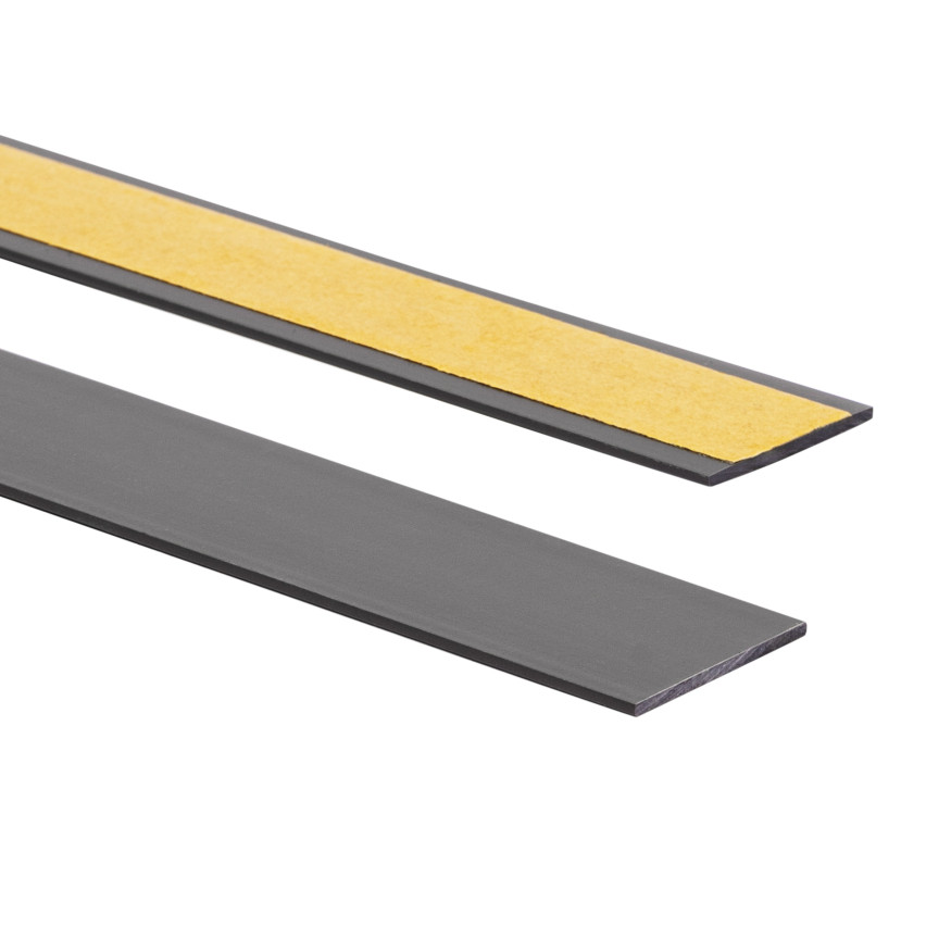 Barre plate en PVC rigide avec adhésif, gris foncé, 10 m
