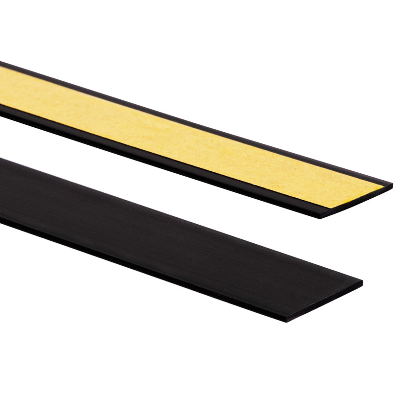 Barre plate en PVC rigide avec adhésif, noir, 10 m
