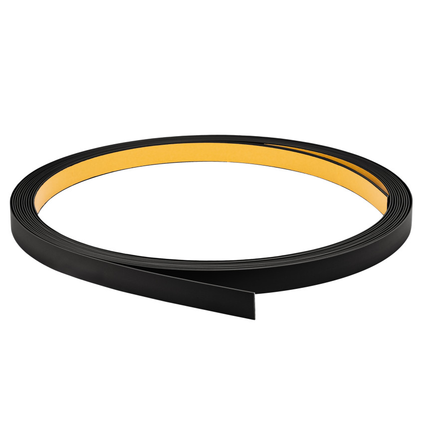 Barre plate en PVC rigide avec adhésif, noir, 10 m