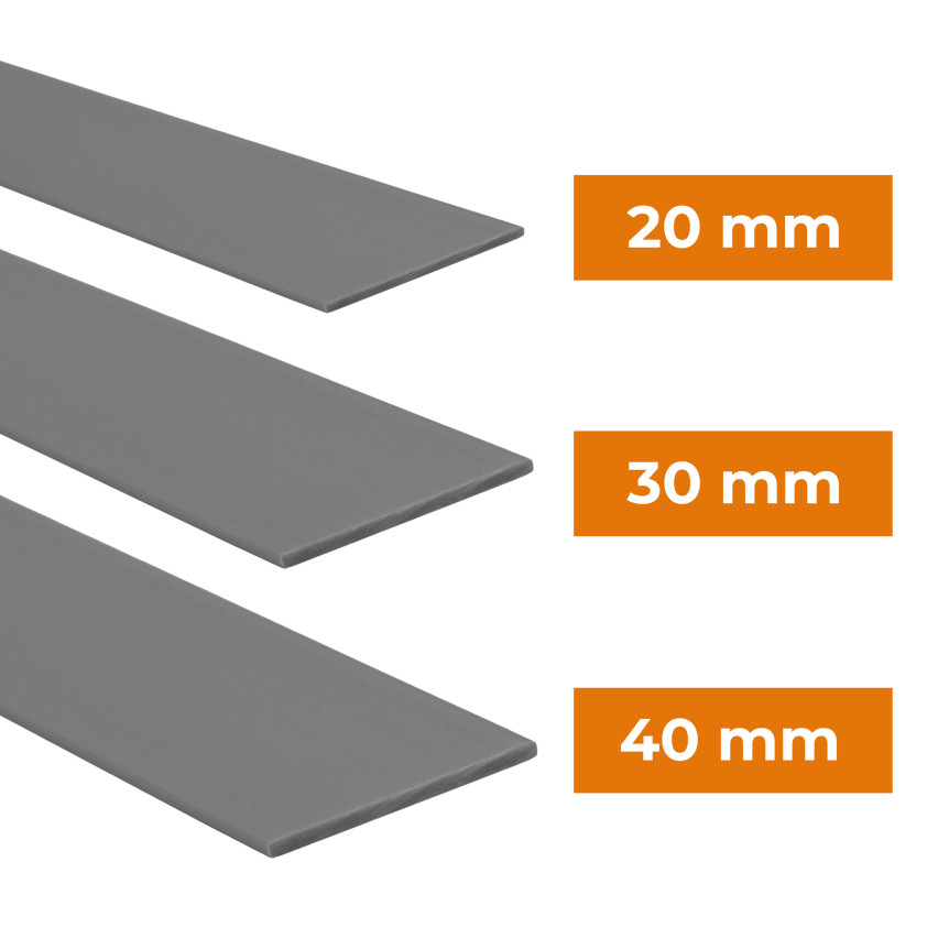 Barre plate en PVC rigide avec adhésif, blanc, 10 m