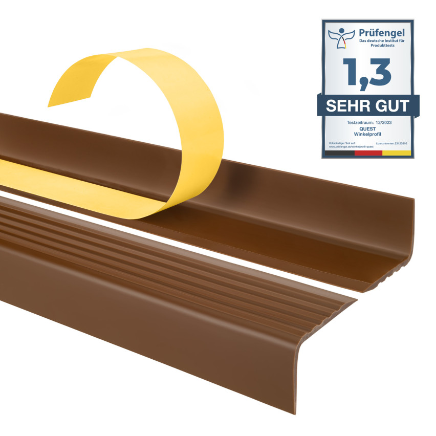Nez de marche antidérapant adhésif 40x25mm, marron