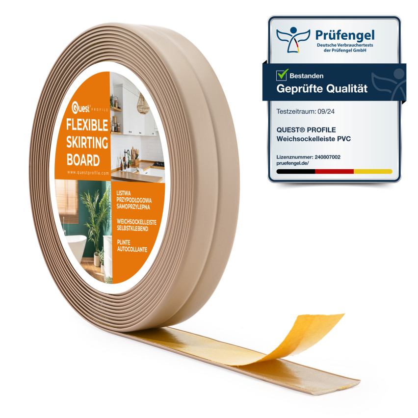 Baguette de finition auto-adhésive en PVC beige 10/10 5 m