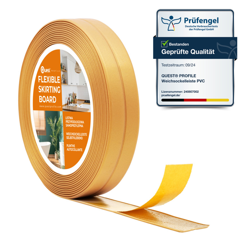 Baguette de finition auto-adhésive en PVC doré 10/10 5 m