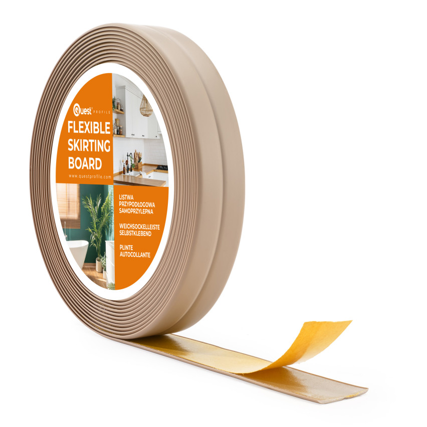 Baguette de finition auto-adhésive en PVC beige 10/10 5 m