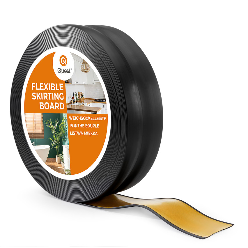 Plinthe Souple autoadhésive en PVC, Bande Flexible 32x23mm noir 
