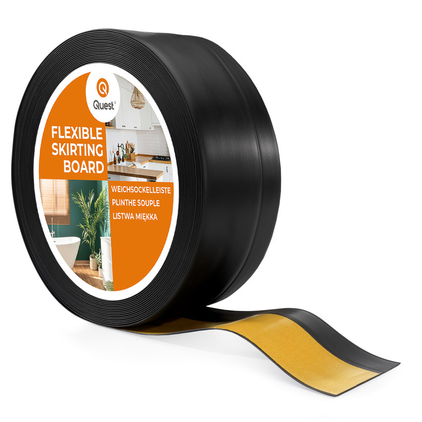 Plinthe Flexible Adhésive en PVC souple Bande de finition Ruban autocollante 50x20mm Noir