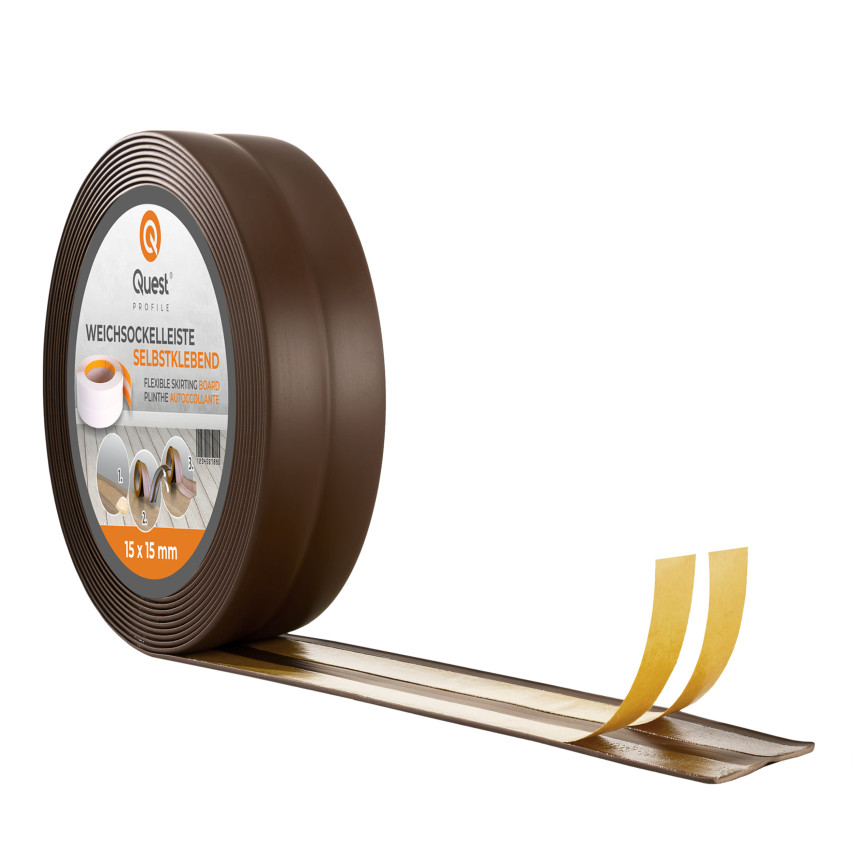 Plinthe de finition flexible adhésive PVC marron foncé