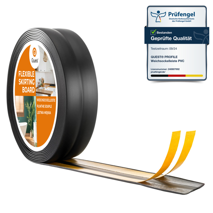 Plinthe de finition flexible adhésive PVC noire