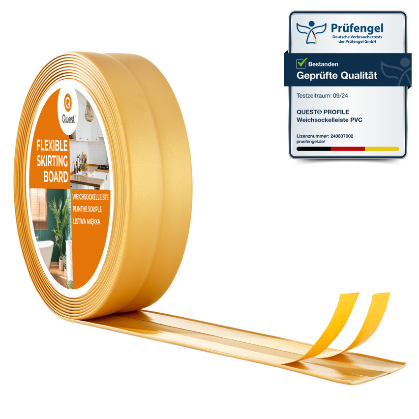 Plinthe de finition flexible adhésive PVC d'or
