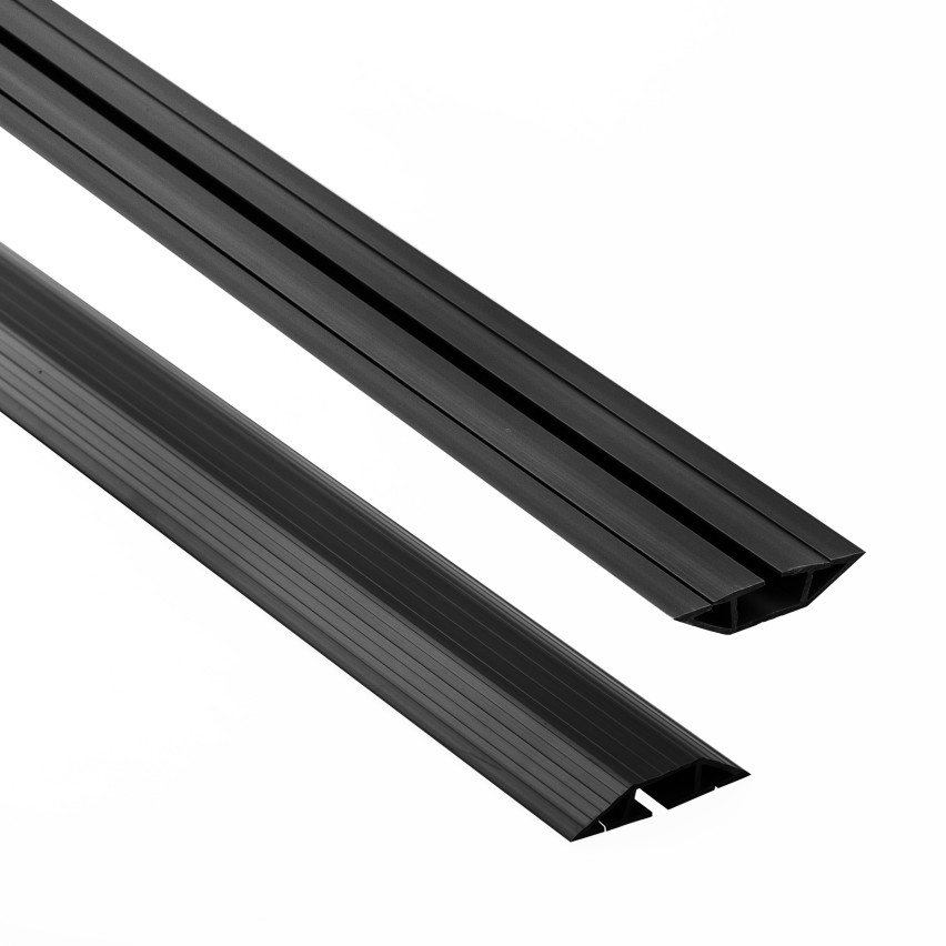 Goulotte de câblage en PVC - 200 cm, trapézoïdale, noire