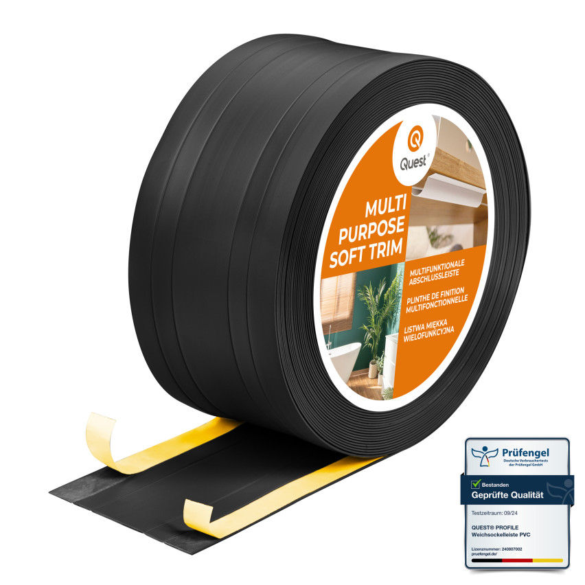 Goulotte Multifonction en PVC 2en1 – Panneau de Finition Autocollant, 110Mm, Noir