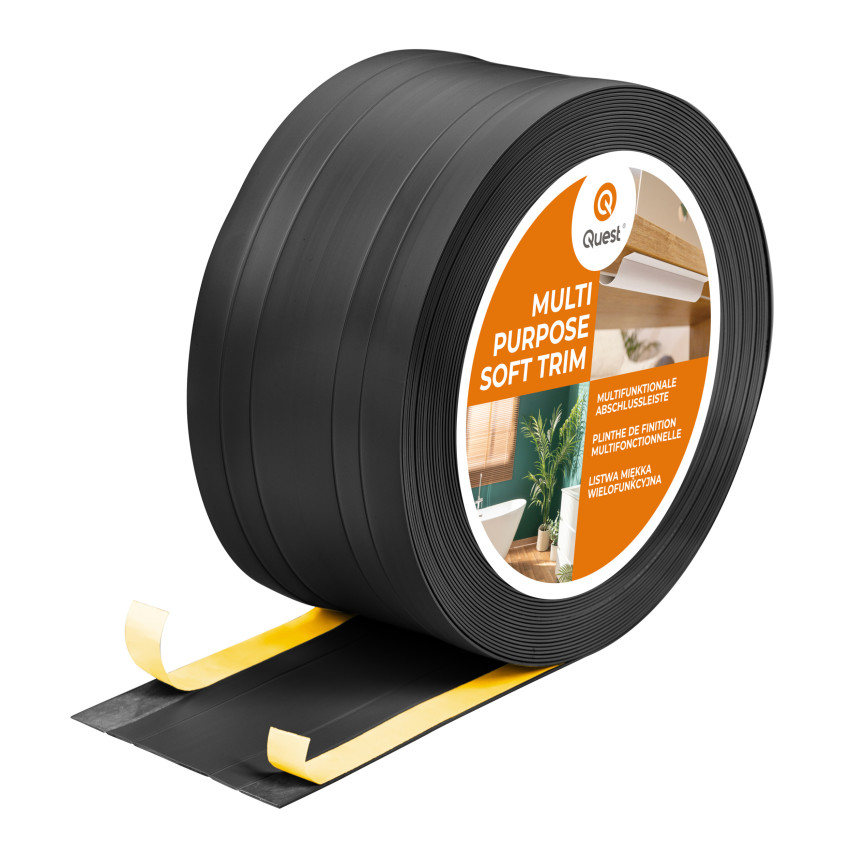 Goulotte Multifonction en PVC 2en1 – Panneau de Finition Autocollant, 110Mm, Noir