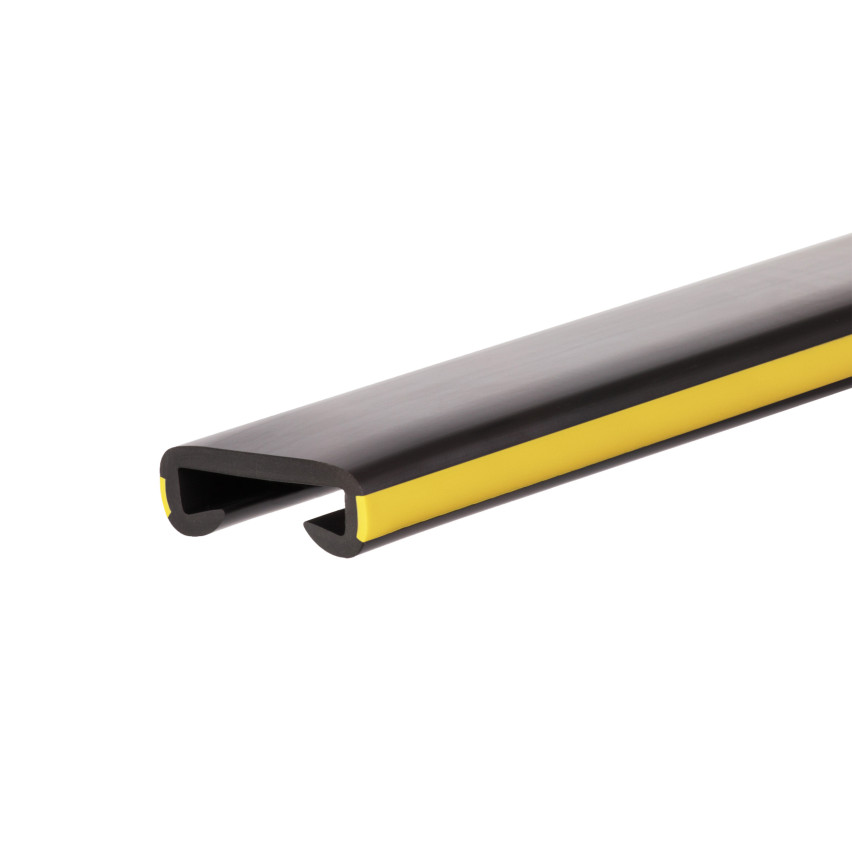 Profilé de main courante en PVC LUX, profilé de main courante, main courante 40x8mm noir/jaune