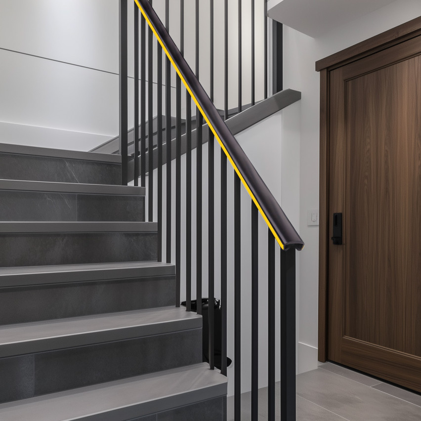 Profilé de main courante en PVC LUX, profilé de main courante, main courante 40x8mm noir/jaune