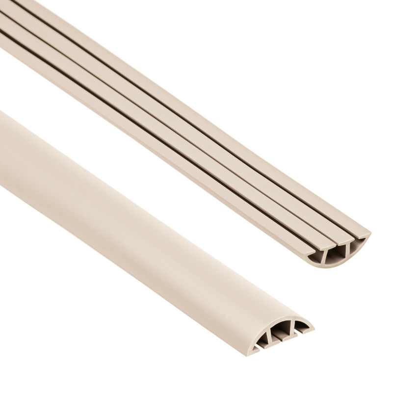 Goulotte de câblage en PVC - 200 cm, semi-circulaire, beige