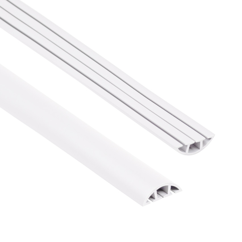 Goulottes de câblage en PVC - 200 cm, semi-circulaire, blanc