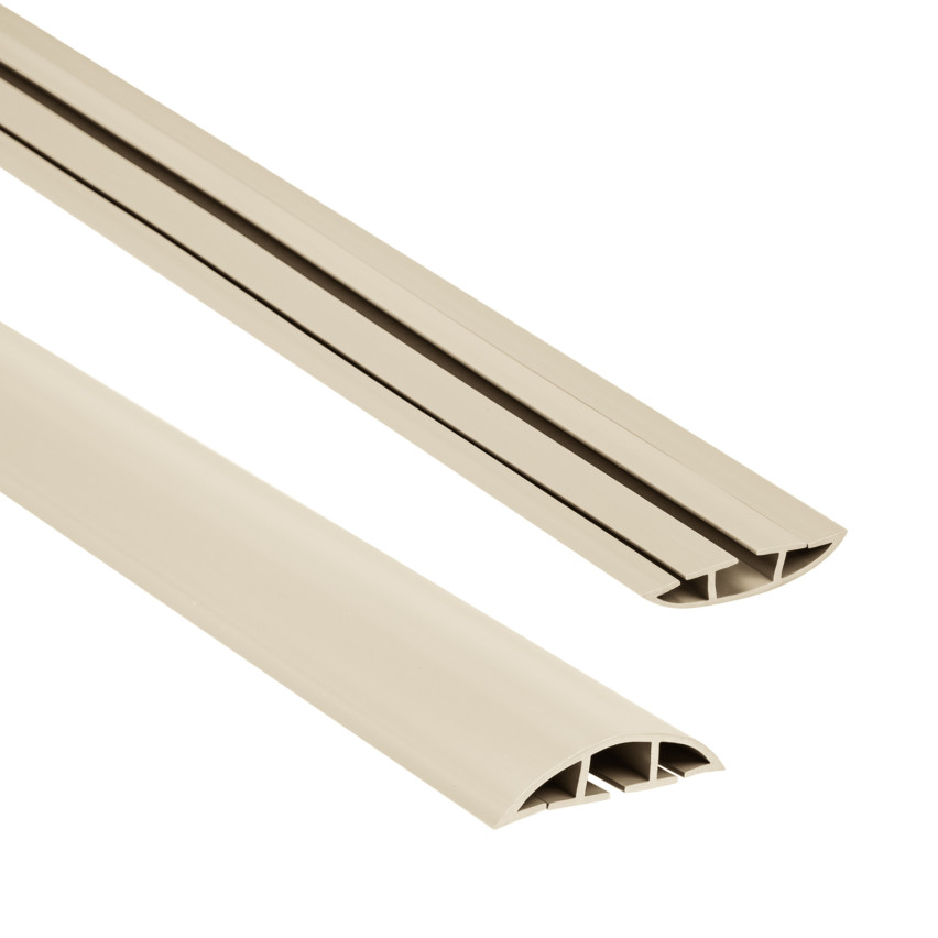 Goulotte de câblage en PVC - 200 cm, semi-circulaire, beige