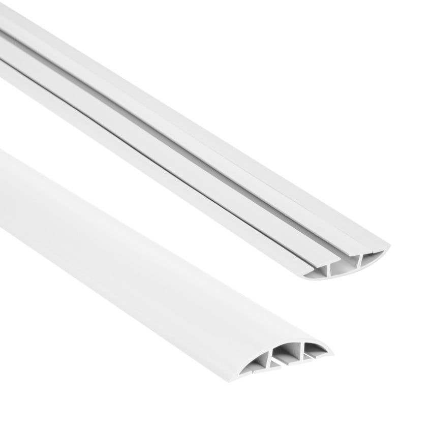 Goulottes de câblage en PVC - 200 cm, semi-circulaire, blanc