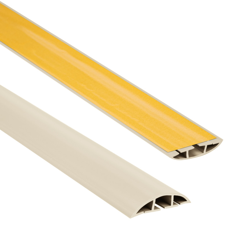 Chemin de câbles PVC autocollant - 200 cm, semi-circulaire, beige