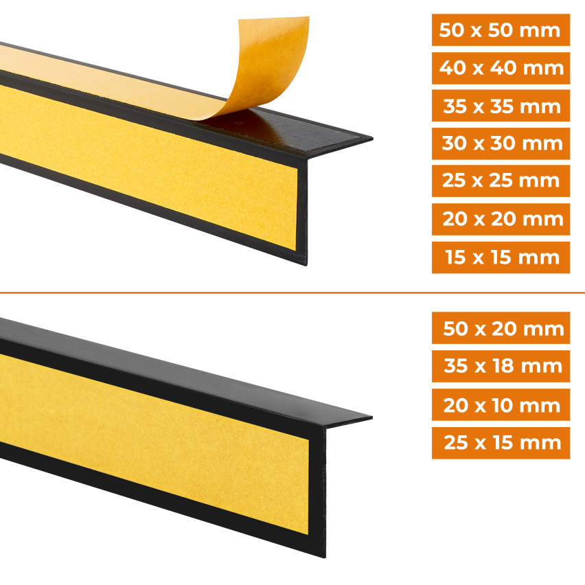 Barre d'angle collée à l'extérieur, gris foncé