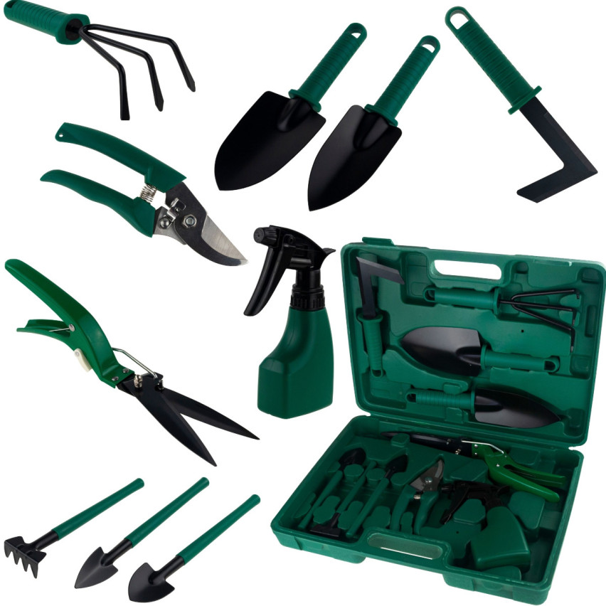 Set d'outils de jardinage 10 pièces dans une valise