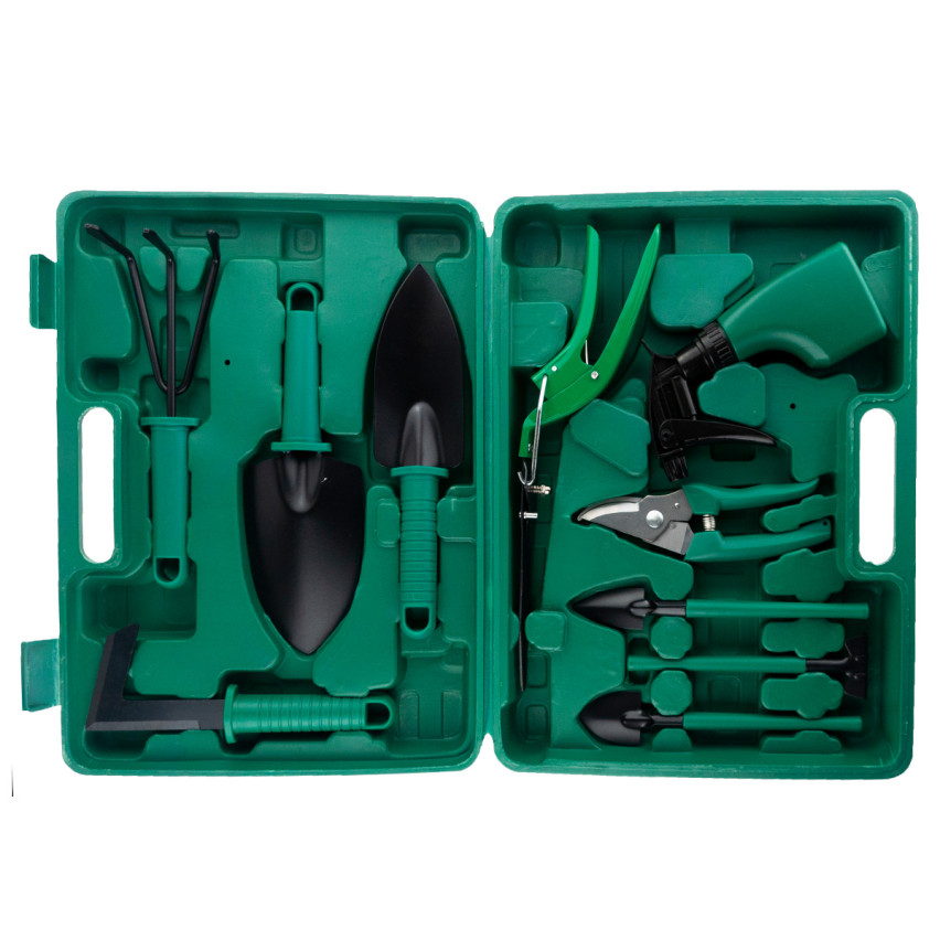 Set d'outils de jardinage 10 pièces dans une valise