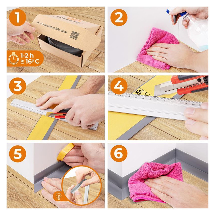 Plinthe Souple autoadhésive en PVC, Bande Flexible 32x23mm, bouleau