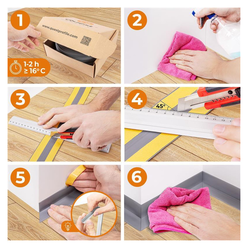 Plinthe de finition en PVC auto-adhésive, couleur bouleau