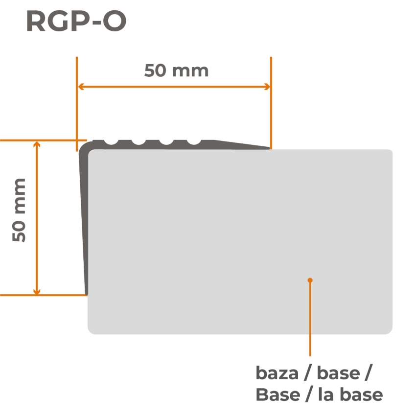 Profilé d'escalier d'avertissement antidérapant et autocollant RGP-O 50x50 mm rouge