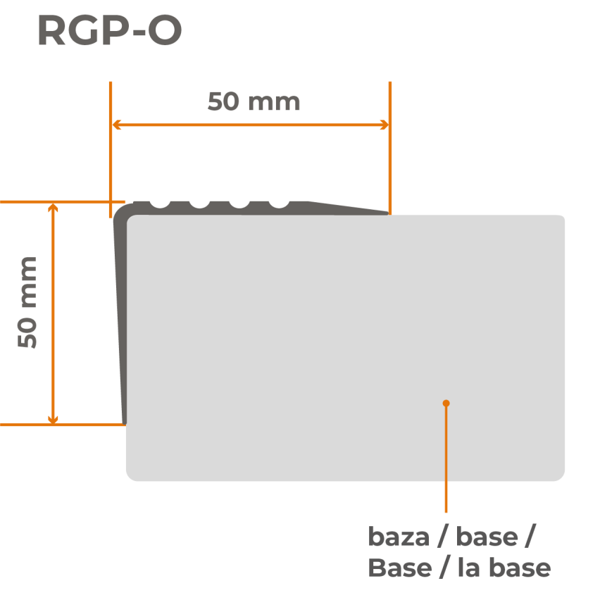 Sécurité et santé au travail Profil antidérapant pour escaliers RGP-O 50x50 mm 150 mm rouge