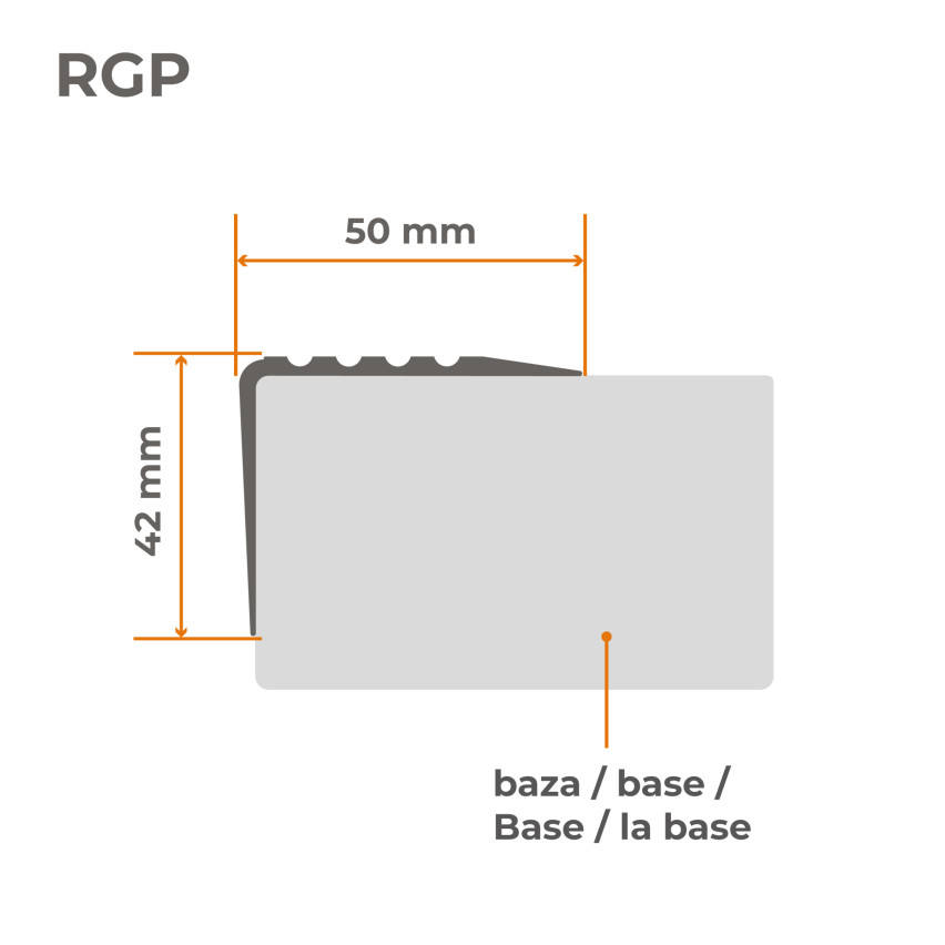 RGP profilé d'escalier antidérapant 50x42mm 1,5m noir/argenté