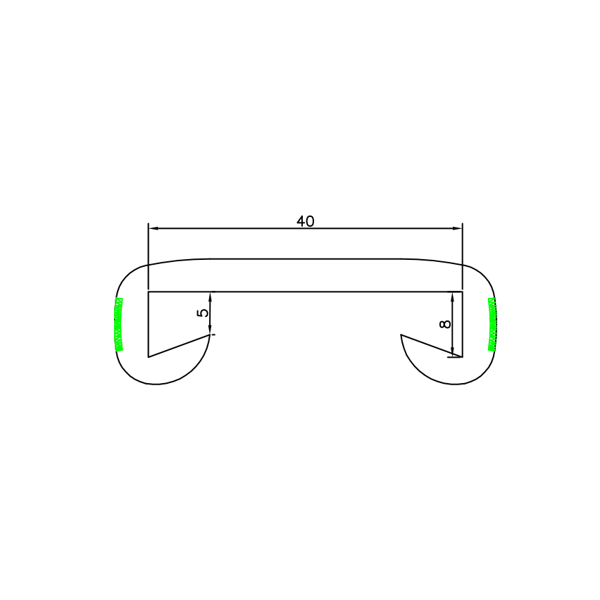 Profilé de main courante PVC PHOTO 40x8mm vert 1m