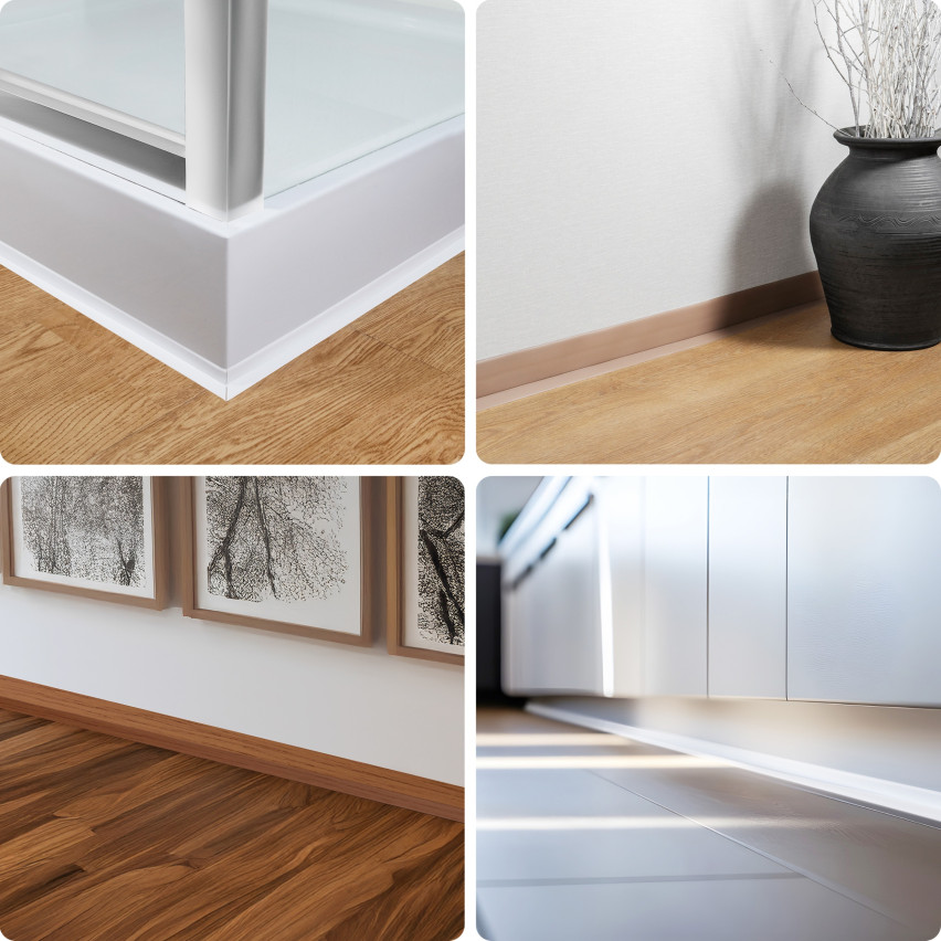 Plinthe Flexible Adhésive en PVC souple Bande de finition Ruban autocollante 50x20mm Noir