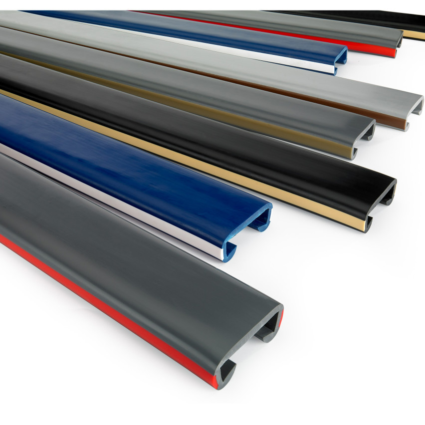 Profilé de main courante 40x8 mm PVC LUX, Rampe d'escalier, gris, 1 m