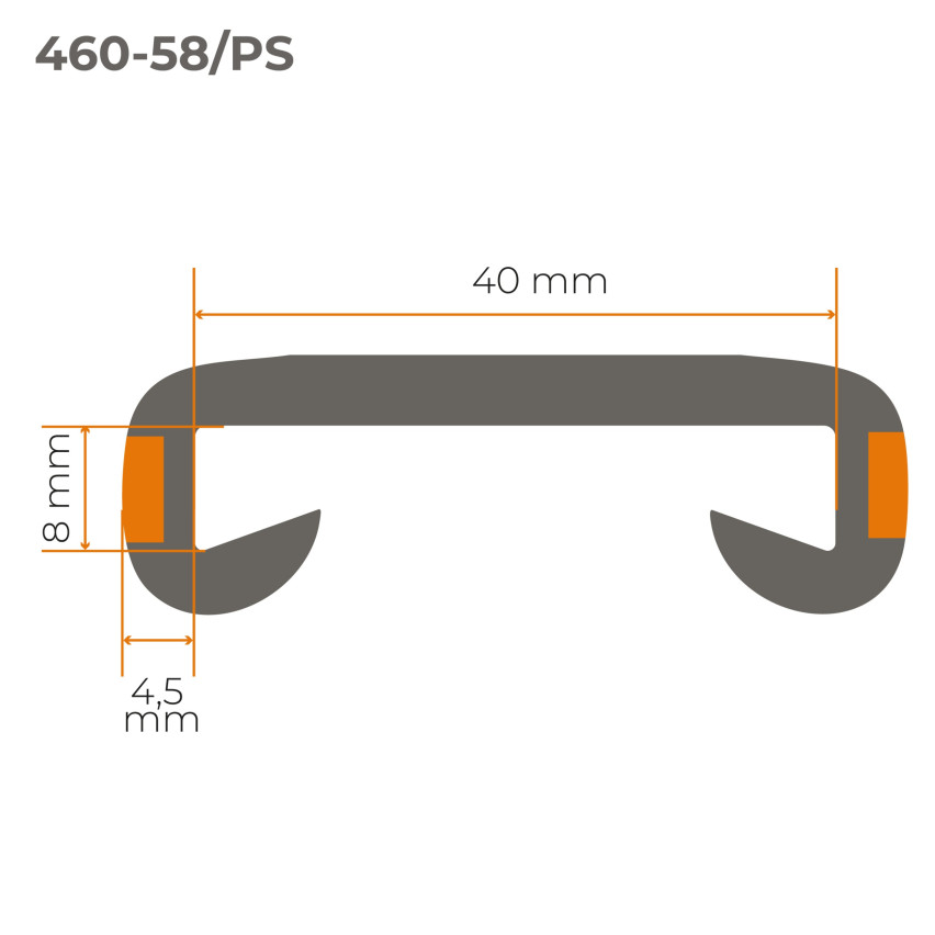 Profilé de main courante 40x8 mm PVC LUX, Rampe d'escalier, gris, 1 m