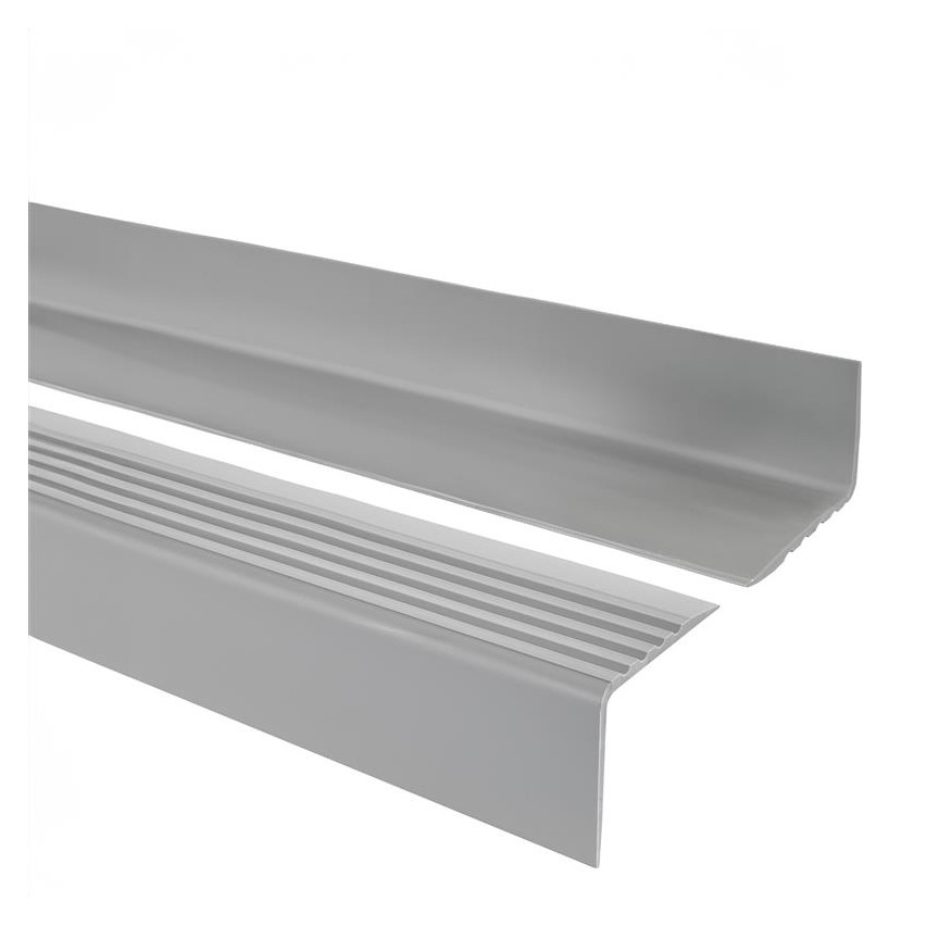Nez de marche PVC 50x42 mm, profilé d'escalier RGP, antidérapant, protection d’escalier, gris, 150 cm