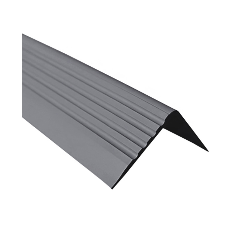 Nez de marche PVC 50x42 mm, profilé d'escalier RGP, antidérapant, protection d’escalier, gris foncé, 150 cm
