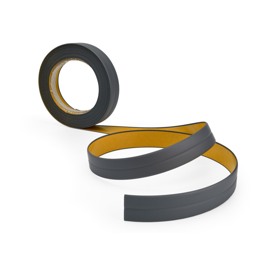 Moulure Souple Auto-Adhésive en PVC 10x10 mm, Plinthe Souple, Bande Élastique pour Finitions et Étanchéité des Jonctions, graphite, 5 m