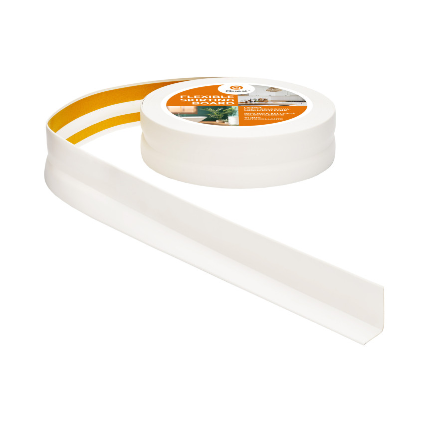 Plinthe Souple Auto-Adhésive en PVC 32x23 mm, Bande Flexible, Facile à Installer, sur Toutes les Surfaces, blanc